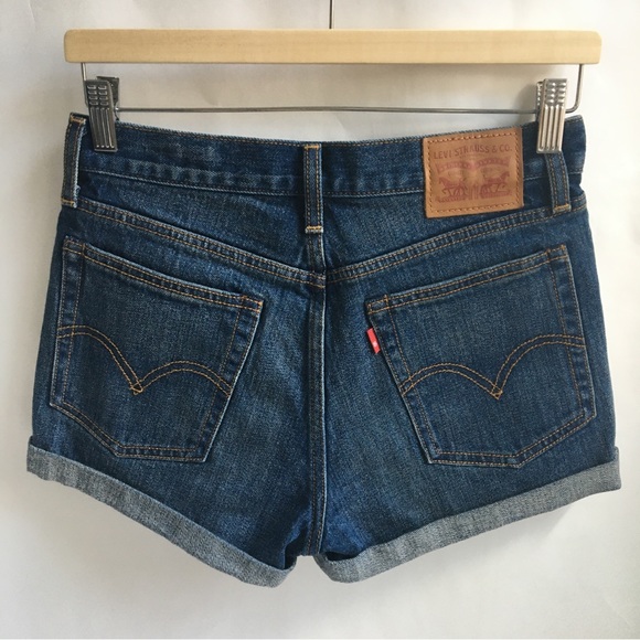 Levi’s White Oak Cone Rolled Cuff High Rise Denim Jean Shorts Size 27 - Picture 9 of 17